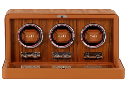 Nate Watch Winder - Brown Quilted Microfiber Leather