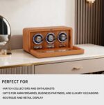 Nate Watch Winder - Brown Quilted Microfiber Leather - Image 4