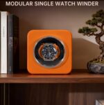 Nate Watch Winder - Orange Microfiber Leather - Image 2