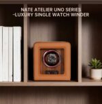 Nate Watch Winder - Brown Quilted Microfiber Leather - Image 5