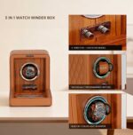 Nate Watch Winder - Brown Quilted Microfiber Leather - Image 7