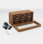 Nate Watch Winder - Brown Quilted Microfiber Leather - Image 3